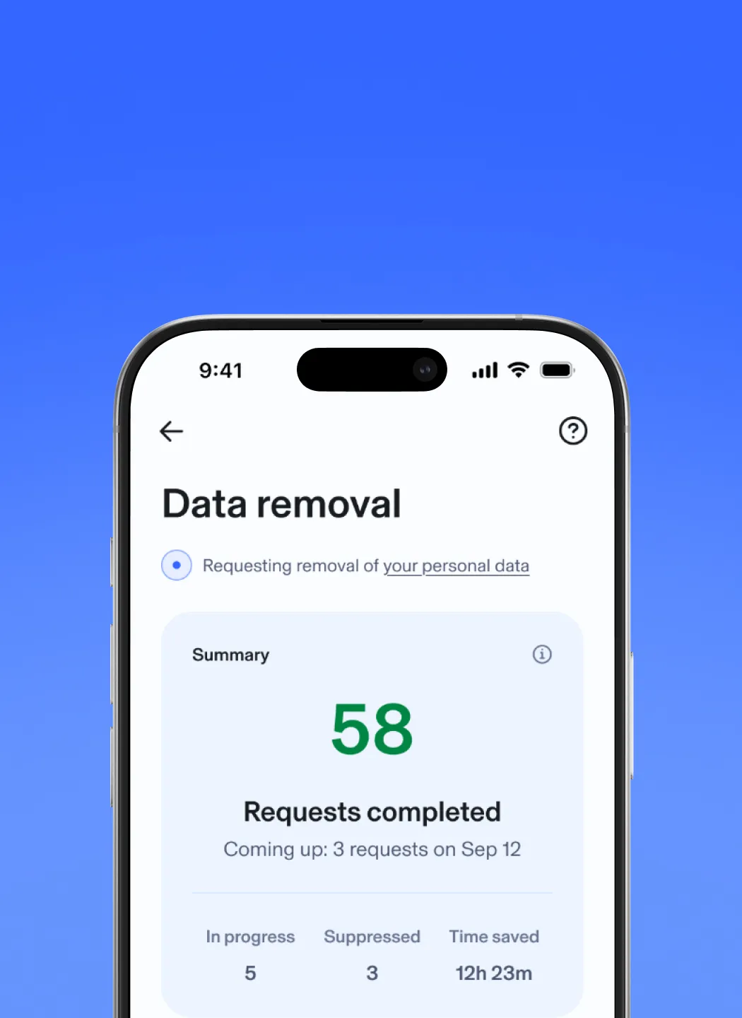 Image of the online data removal feature in app